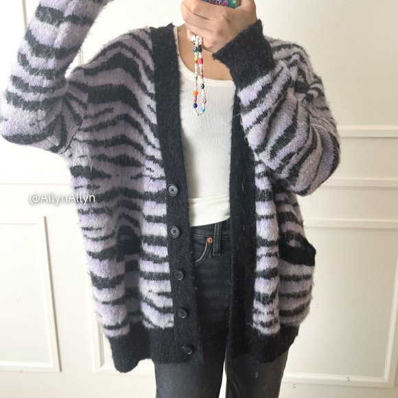 Re/Done Sweaters - Re/Done Animal Strip Tiger Cardigan - Small